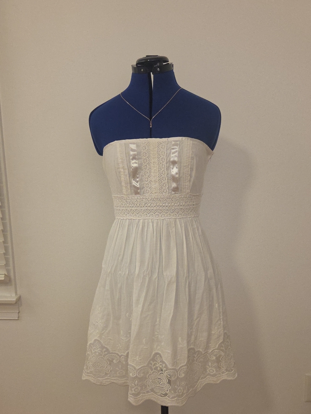 Speechless Strapless White Lace-Trim Sundress